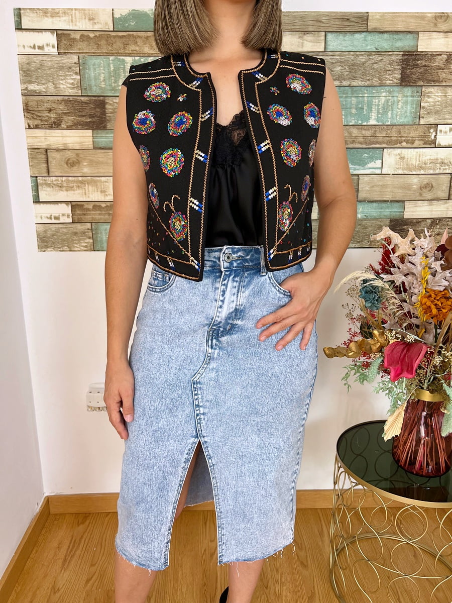 Chaleco Lentejuelas Negro