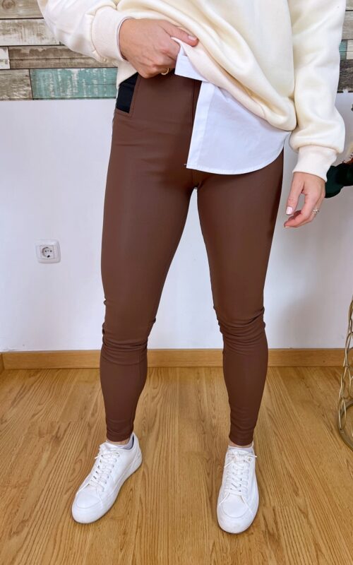 Leggings Polipiel Marrón